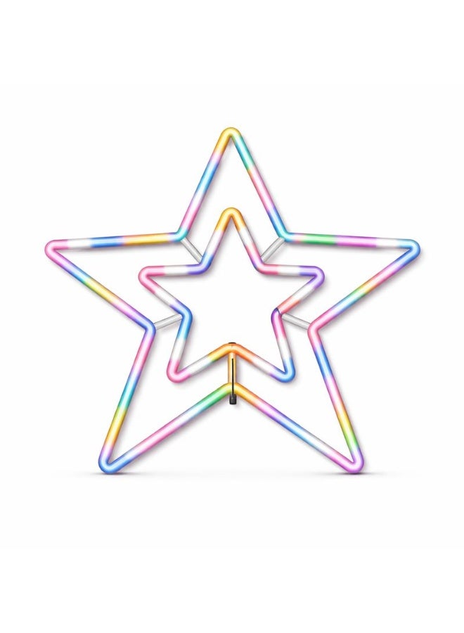 Home Care ضوء نيون LED مرن مزدوج على شكل نجمتين - شريط حائط RGB بطول 3 متر مع قابس 3 دبابيس بريطاني لتزيين المنزل والفعاليات - Image 1